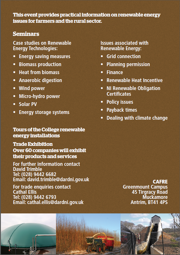 Practical On-farm Renewable Energy event at CAFRE’s Enniskillen Campus